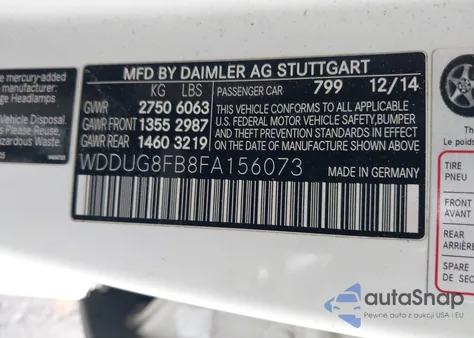 2015 Mercedes-Benz S 550 4Matic z USA, uszkodzony, nr VIN WDDUG8FB8FA156073